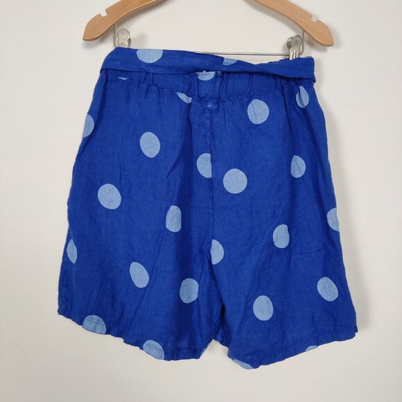 Froccella Women's Shorts One Size Blue Linen Polka Dot Resortwear Lightweight - Picture 2 of 7